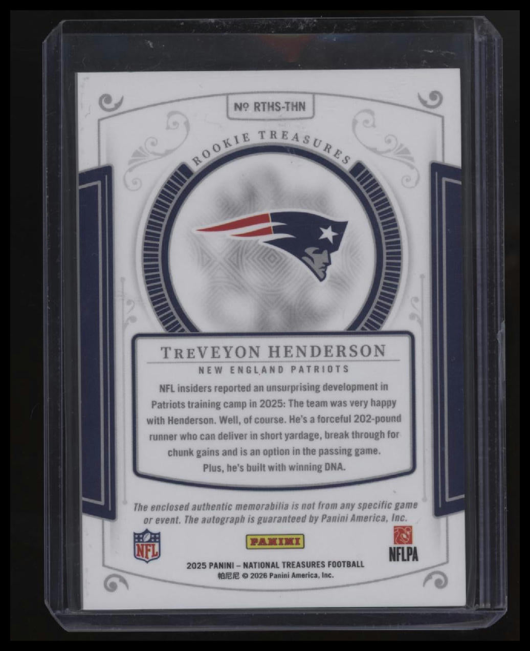 2025 Panini National Treasures TreVeyon Henderson Rookie Treasures #/25