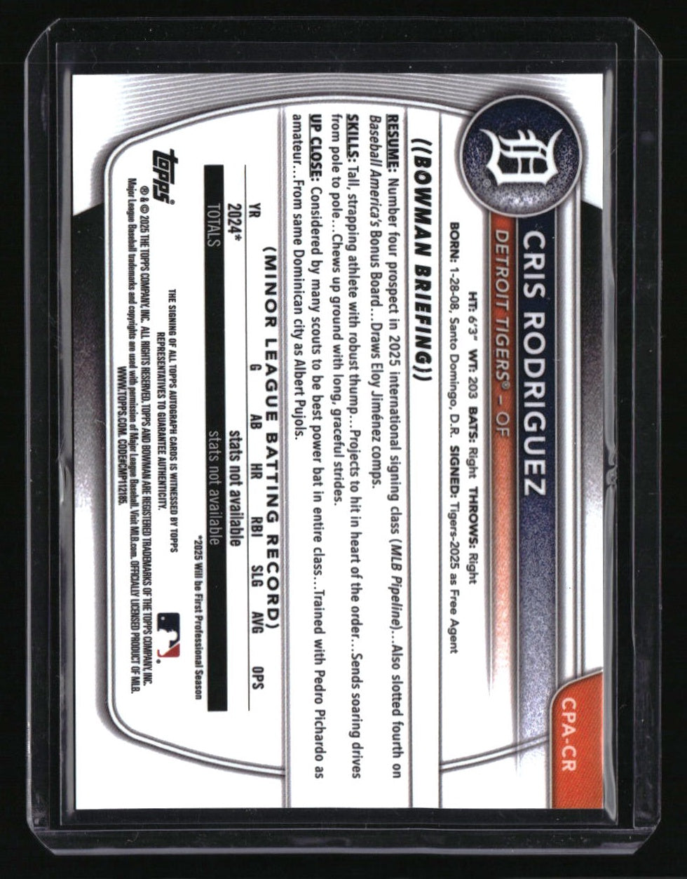2025 Bowman Chrome Cris Rodriguez Prospect Autographs