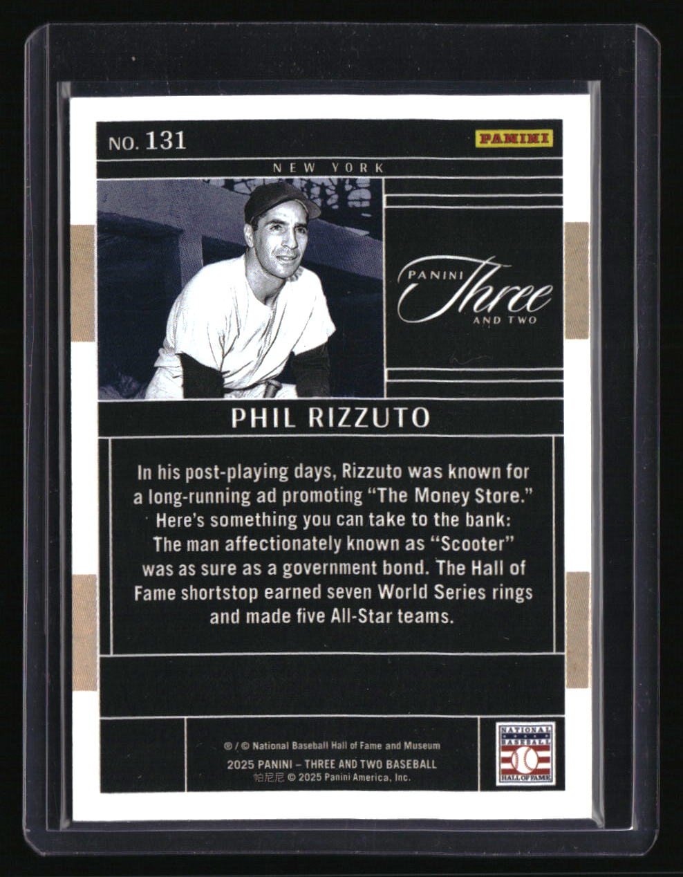 2025 Panini Three and Two Phil Rizzuto Holo Platinum Blue 1/1