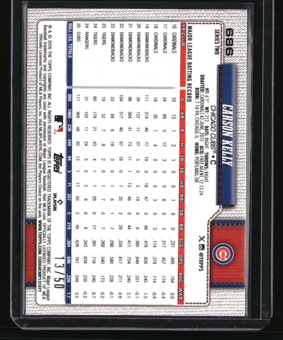 2026 Topps Carson Kelly Gold Sandglitter #/50
