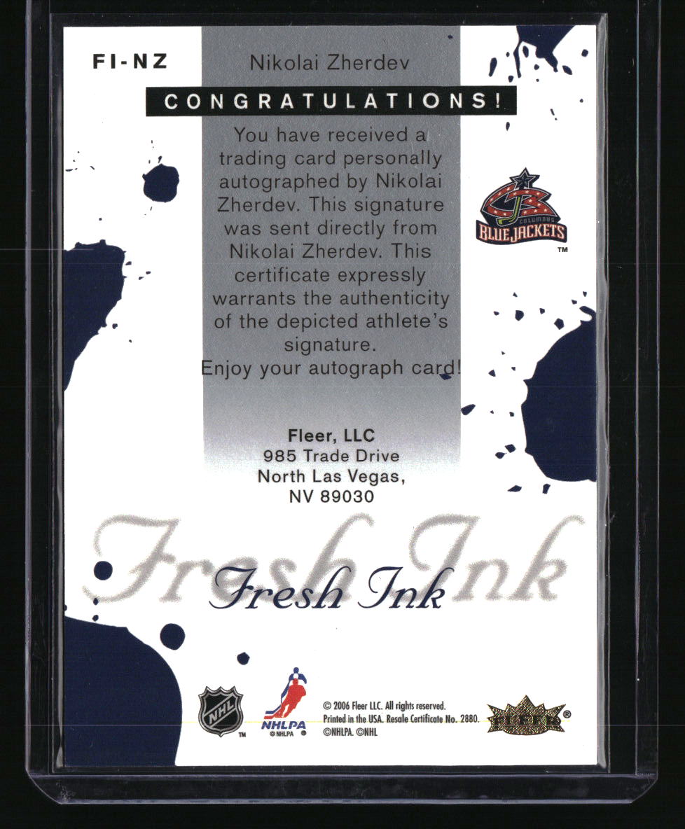 2005-06 Ultra Nikolai Zherdev Fresh Ink
