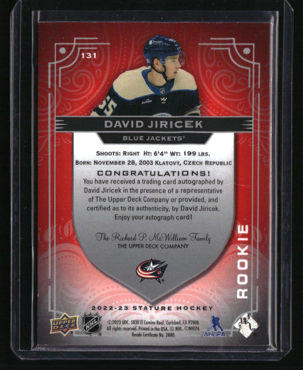 2022-23 Upper Deck Stature Update I: David Jiricek Autographs Red #/35