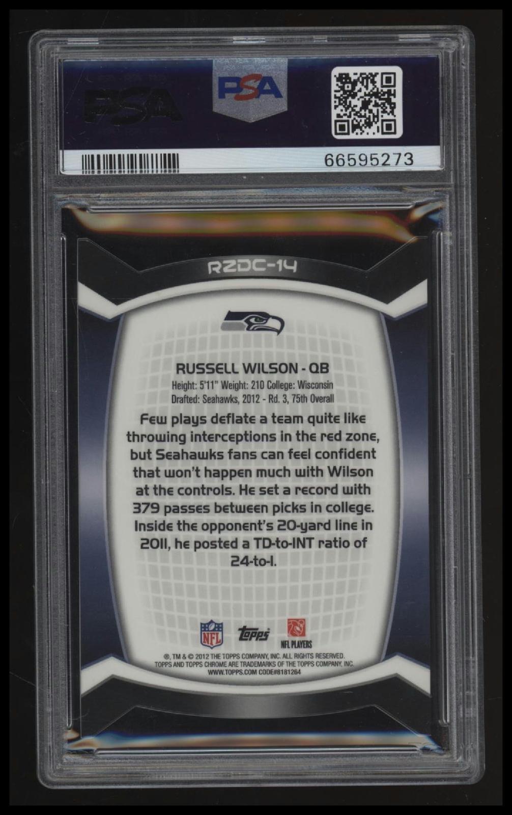 2012 Topps Chrome Red Zone Rookies Refractor Russell Wilson PSA 9