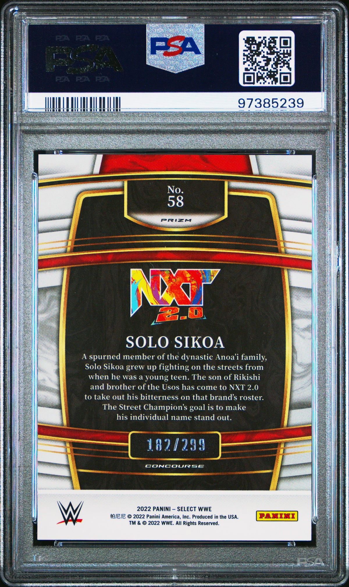 2022 Panini Select Wwe Solo Sikoa Light Blue Prizm PSA 10