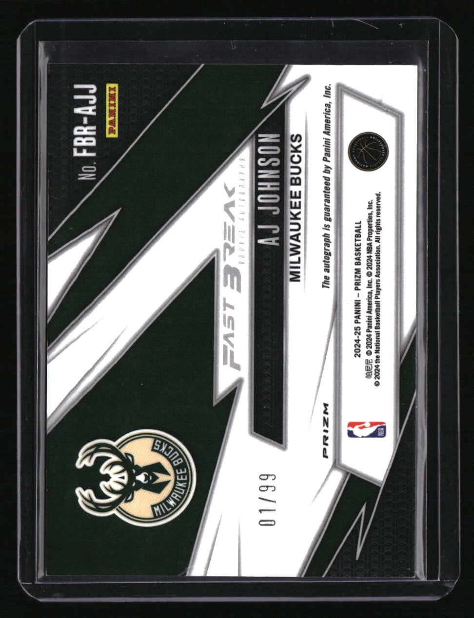 2024-25 Panini Prizm AJ Johnson Fast Break Rookie Autographs Prizms Red #/99