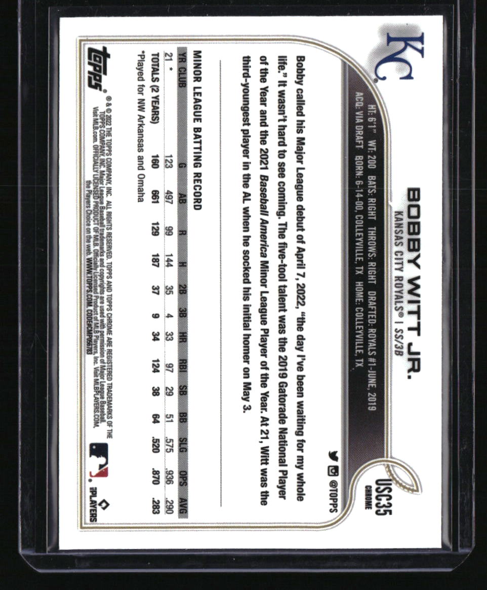 2022 Topps Chrome Update Bobby Witt Jr. Purple Refractor
