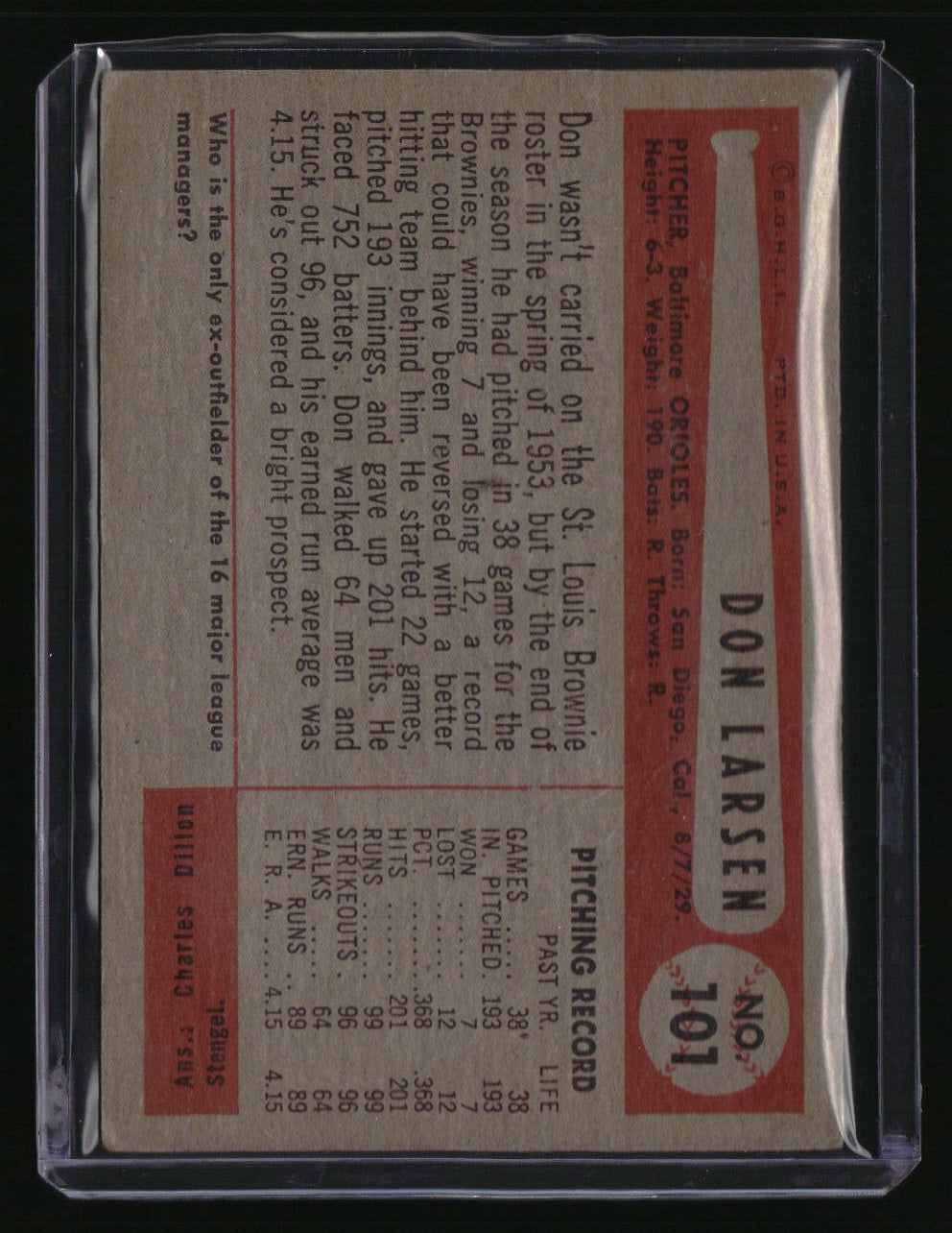 1954 Bowman Don Larsen
