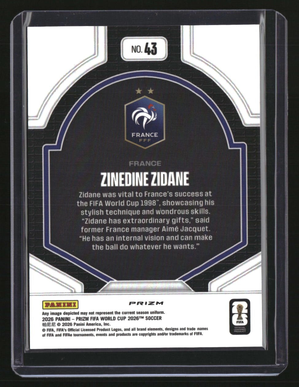 2026 Panini Prizm FIFA World Cup Zinedine Zidane National Pride