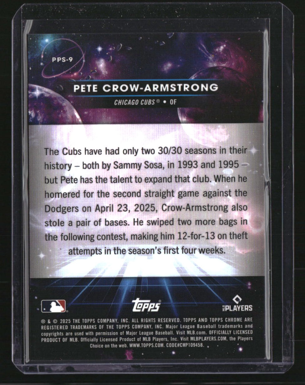 2025 Topps Chrome Cosmic Pete Crow-Armstrong Planetary Pursuit Sun