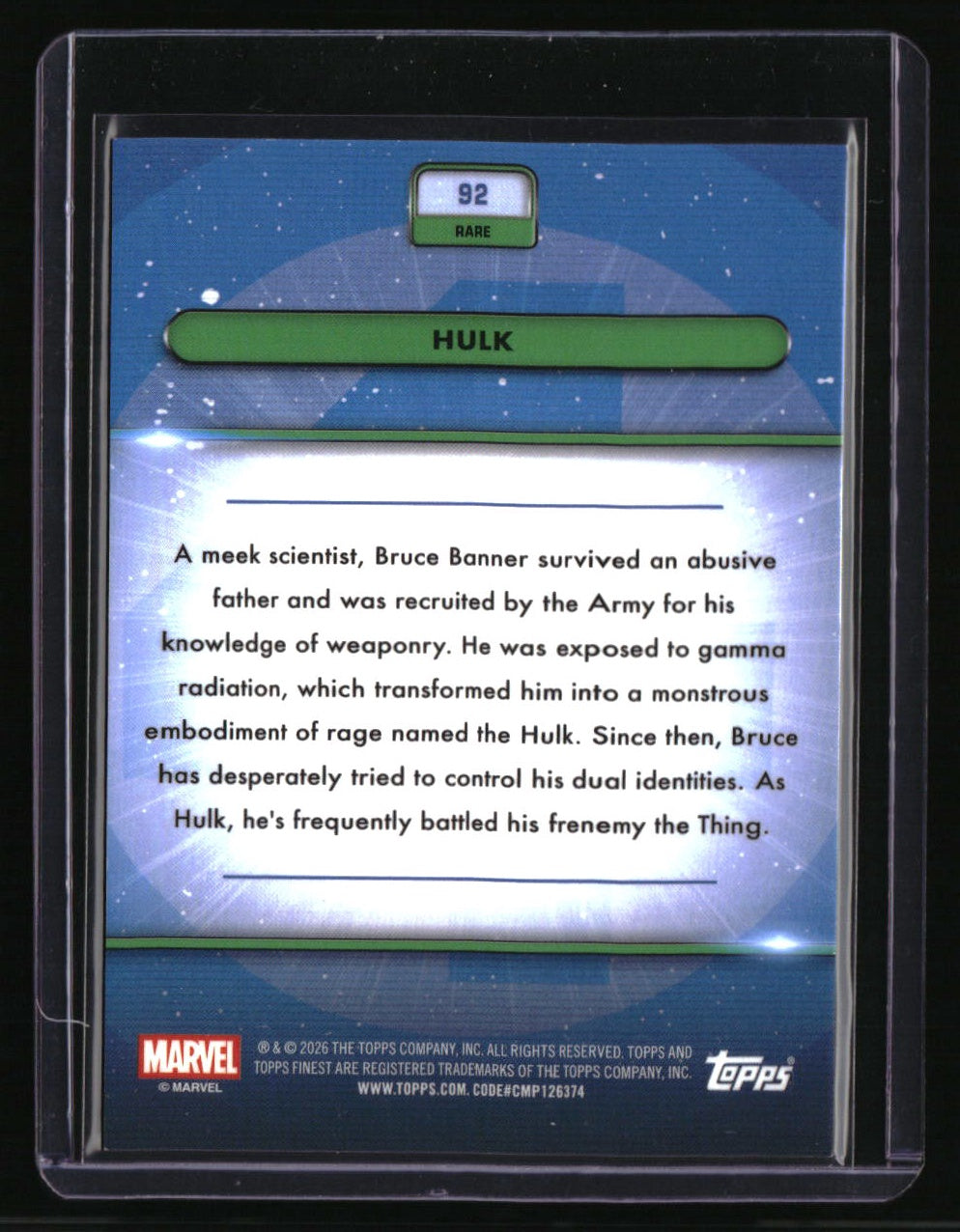 2026 Finest Fantastic Four Hulk Gold Refractor #/50
