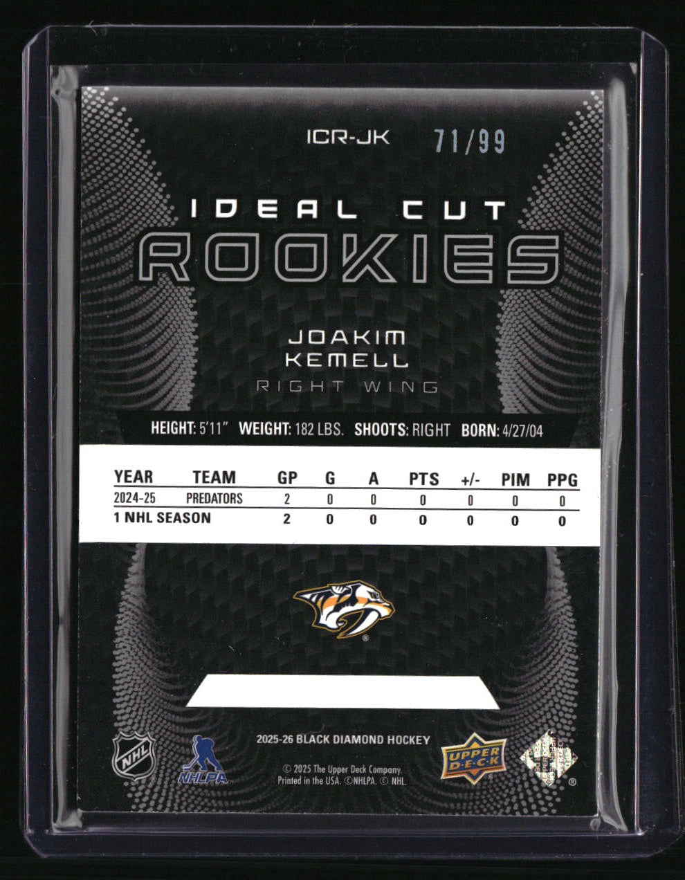 2025-26 Upper Deck Black Diamond Joakim Kemell Ideal Cut Rookies #/99