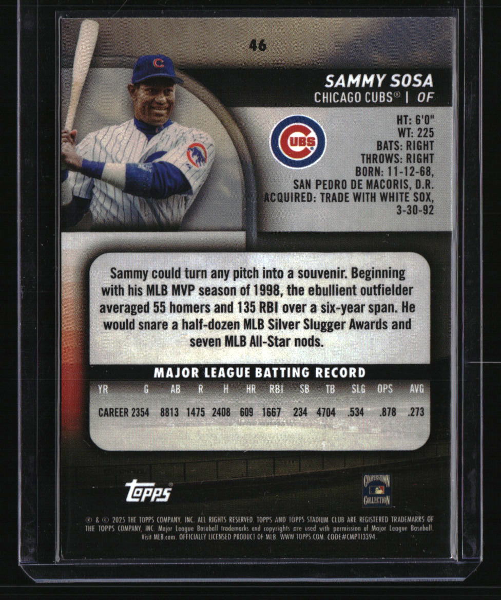 2025 Stadium Club Sammy Sosa Black and White