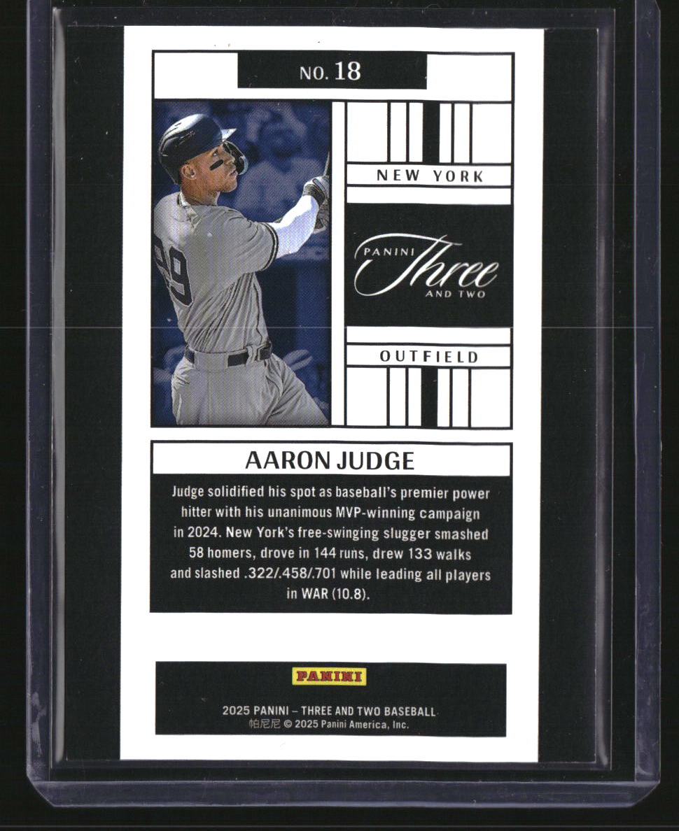 2025 Panini Three and Two Aaron Judge Award Winning Holo Gold #/10