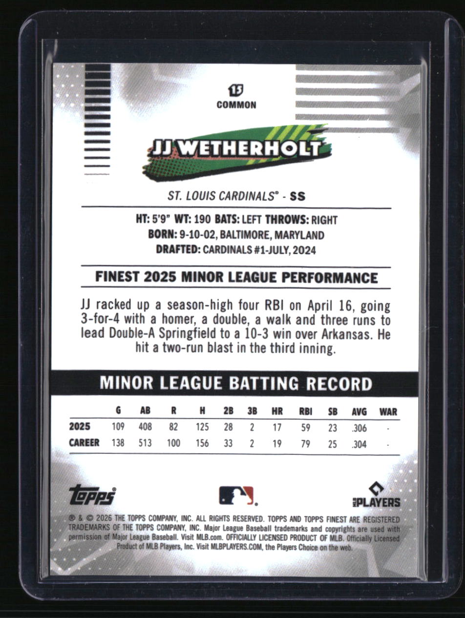 2026 Finest JJ Wetherholt Blue Common Refractors #/150