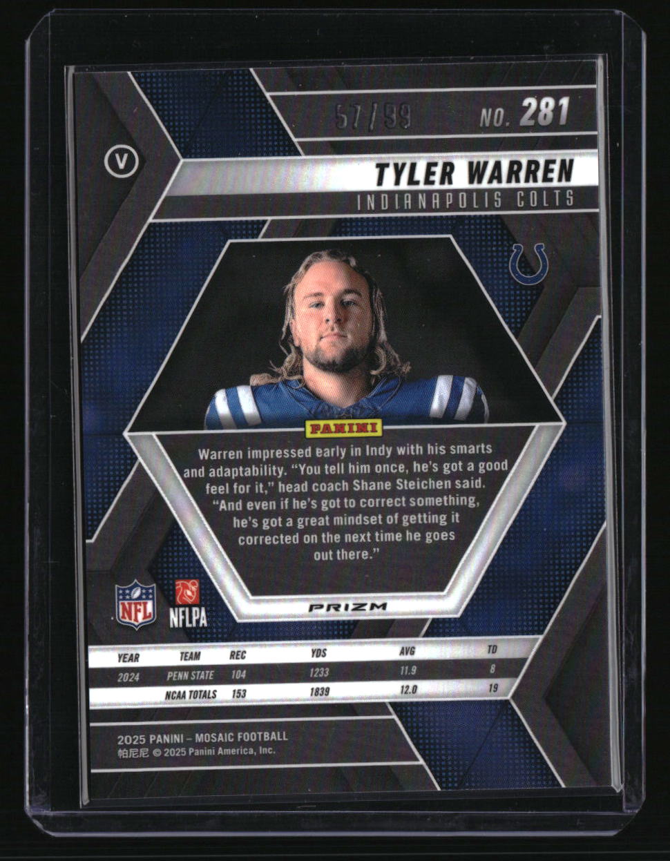 2025 Panini Mosaic Tyler Warren Mosaic Blue #/99