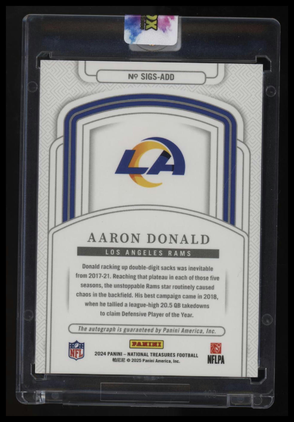 2024 Panini National Treasures Aaron Donald Signatures #/49