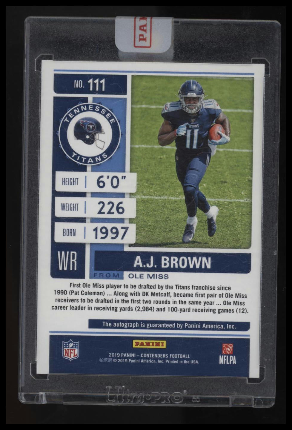 2019 Panini Playoff A.J. Brown Contenders Rookie Ticket Variation Green 5/5