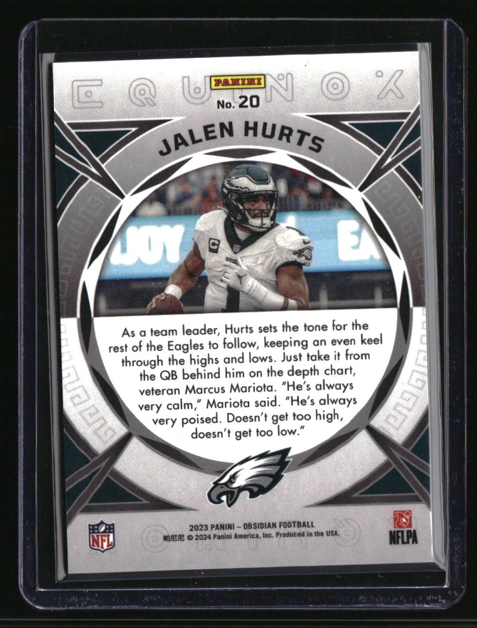 2023 Panini Obsidian Jalen Hurts Equinox Asia Electric Etch Red Flood