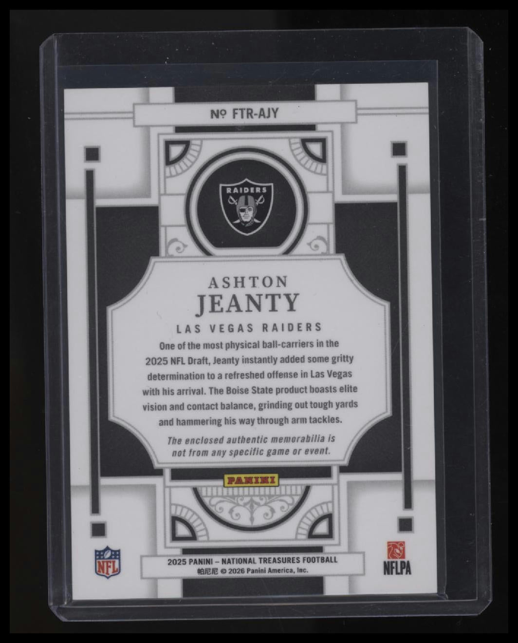 2025 Panini National Treasures Ashton Jeanty Franchise Treasures #/49