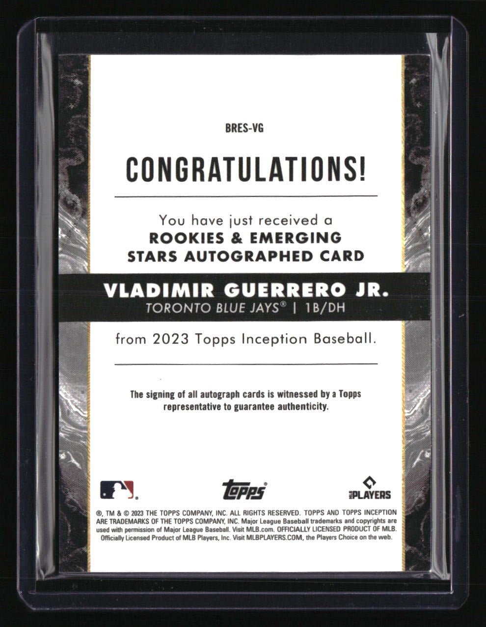 2023 Topps Inception Vladimir Guerrero Jr. Rookie & Emerging Stars Auto #/149