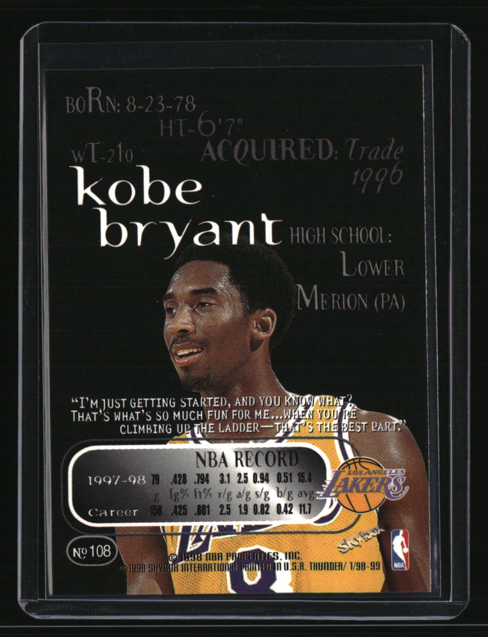 1998-99 SkyBox Thunder Kobe Bryant