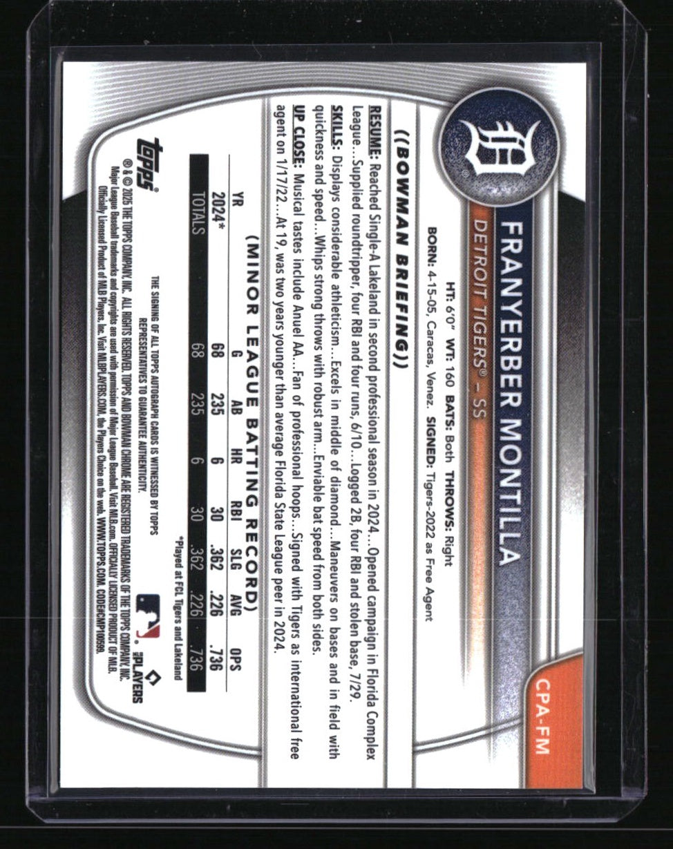 2025 Bowman Franyerber Montilla Chrome Prospects Autographs