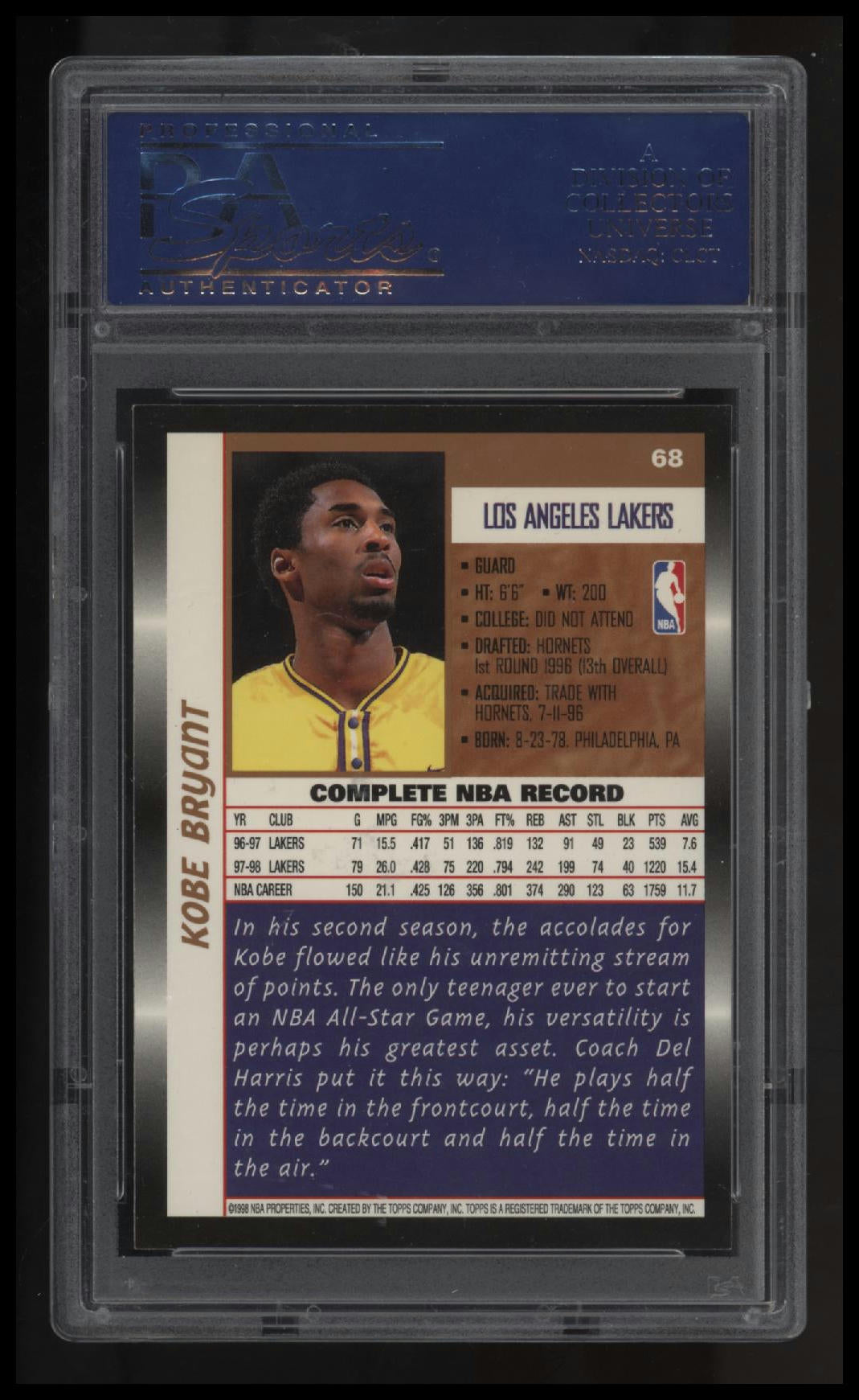 1998 Topps Kobe Bryant PSA 8