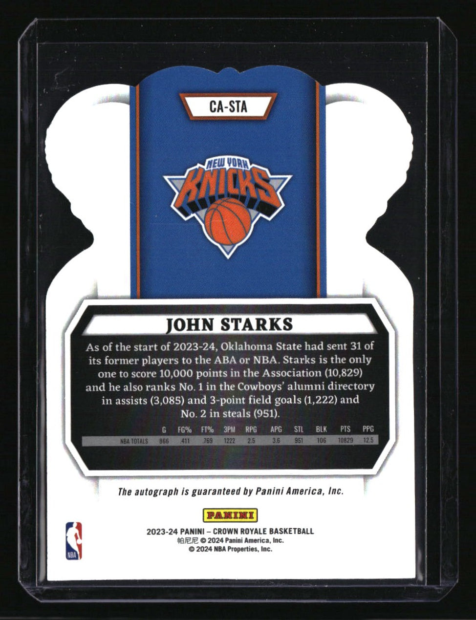 2023-24 Panini Crown Royale John Starks Crown Autographs Blue #/75