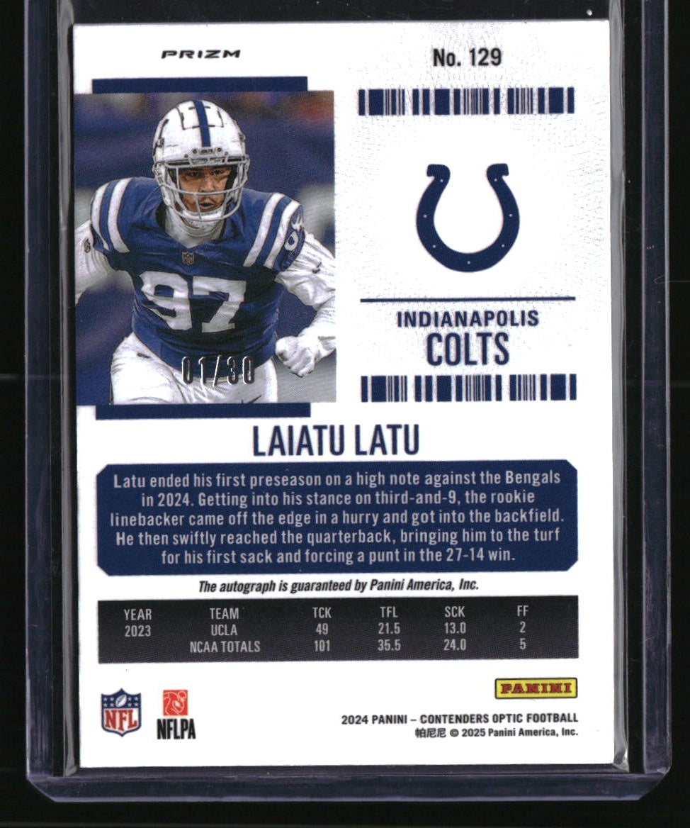2024 Panini Contenders Optic Laiatu Latu Green Pulsar #/30