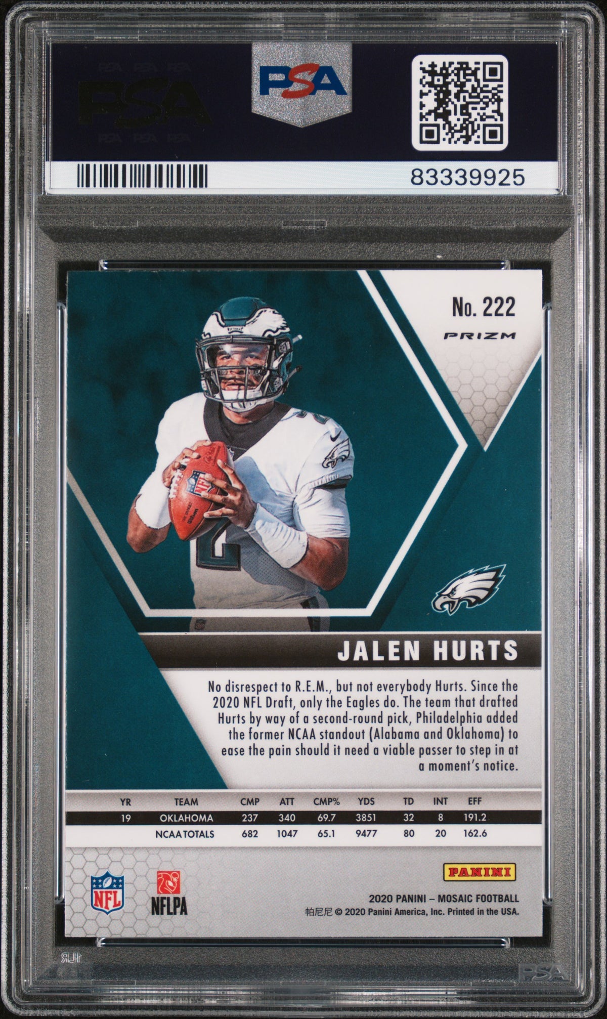 2020 Panini Mosaic Jalen Hurts Mosaic PSA 10