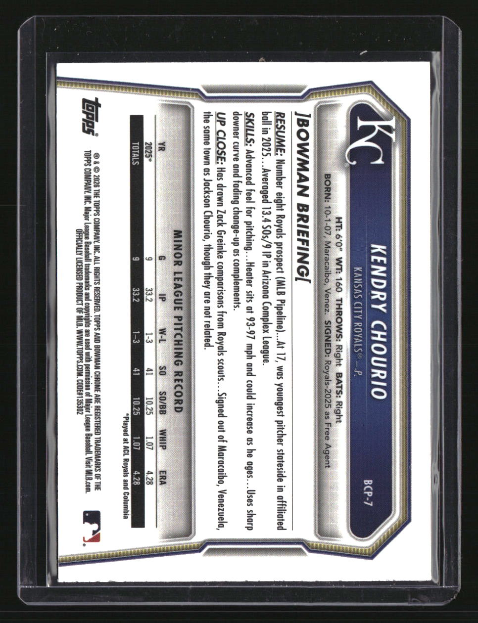 2026 Bowman Sapphire Edition Kendry Chourio Green #/99
