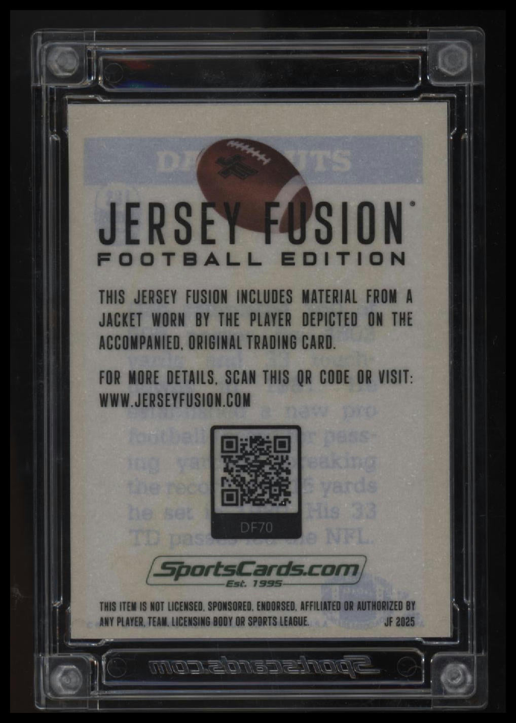 2025 Jersey Fusion Dan Fouts #/25