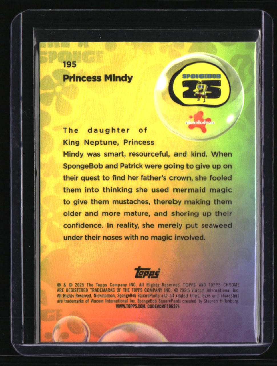2025 Topps Chrome Spongebob Princess Mindy FlowerCloudFractor #/75