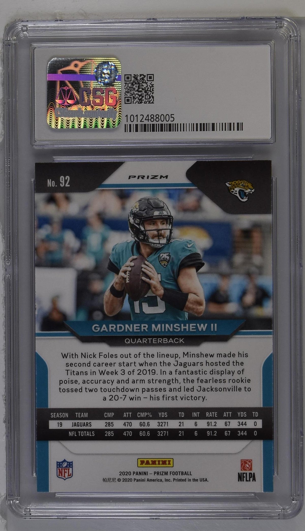 2020 Prizm Gardner Minshew II CGC 9