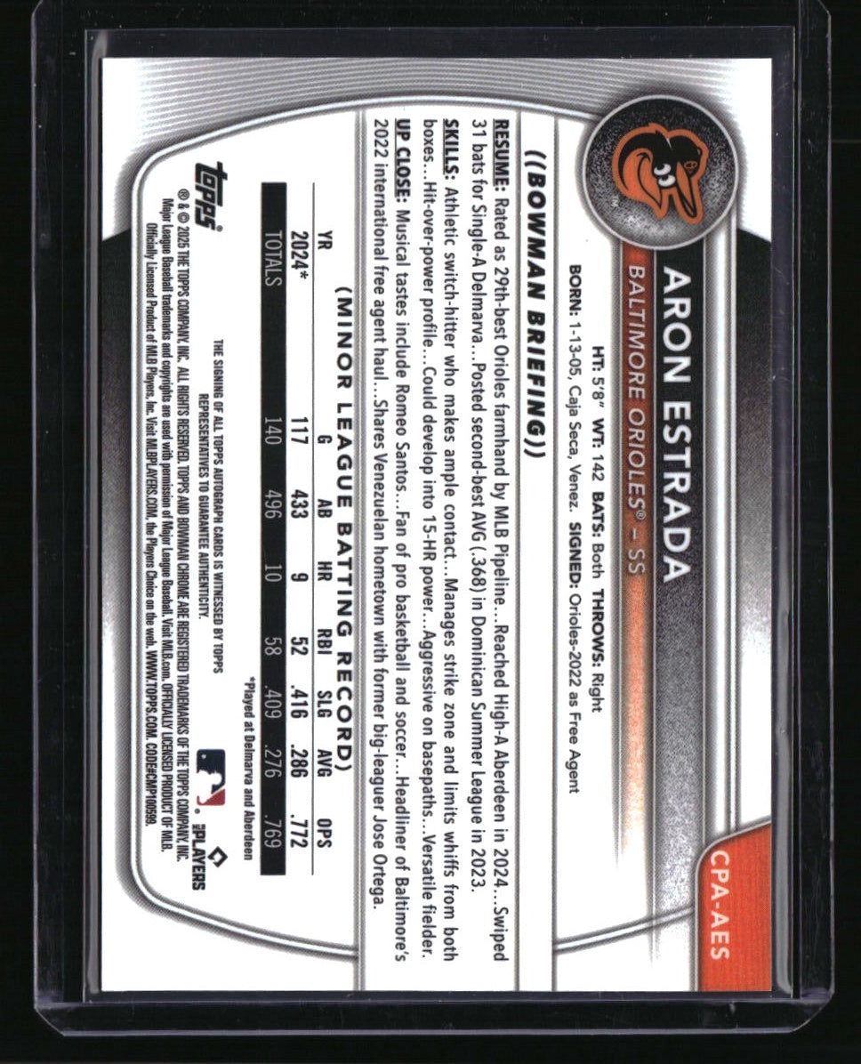 2025 Bowman Aron Estrada Chrome Prospect Autographs