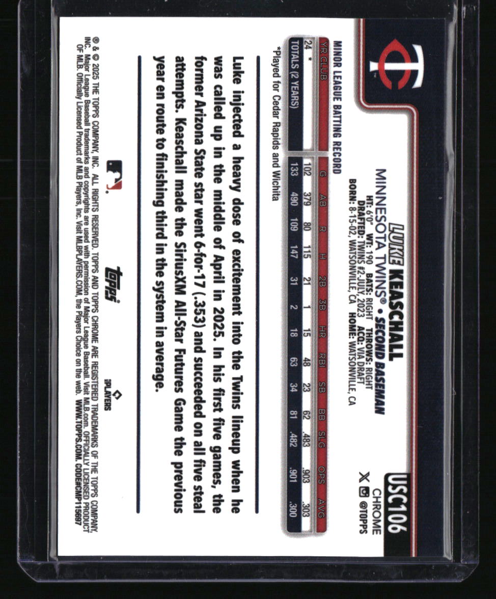 2025 Topps Chrome Update Luke Keaschall Image Variation
