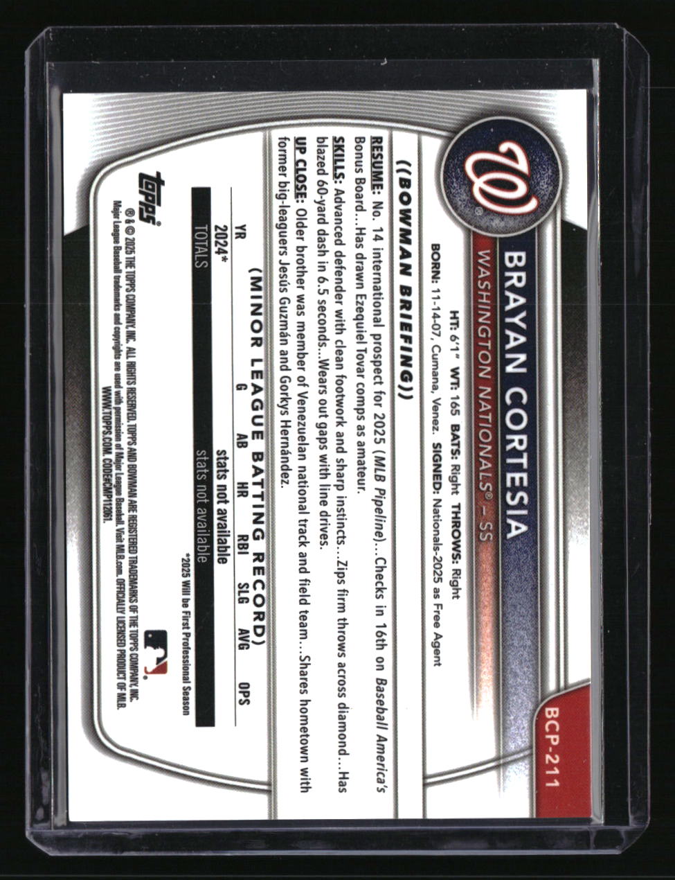 2025 Bowman Chrome Sapphire Edition Brayan Cortesia Prospects Gold Sapphire #/50