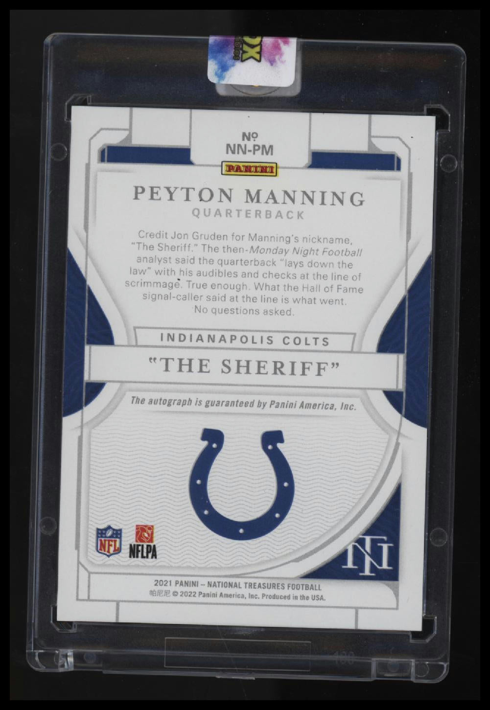 2021 Panini National Treasures Peyton Manning Notable Nicknames #/49