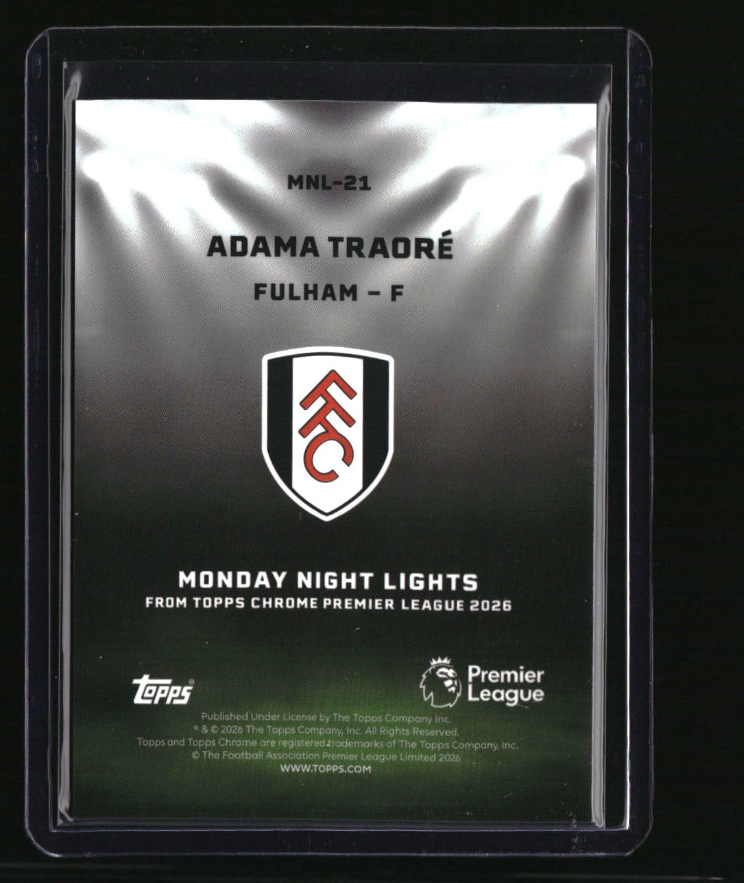 2025-26 Topps Chrome Premier League Adama Traoré Monday Night Lights Gold #/50