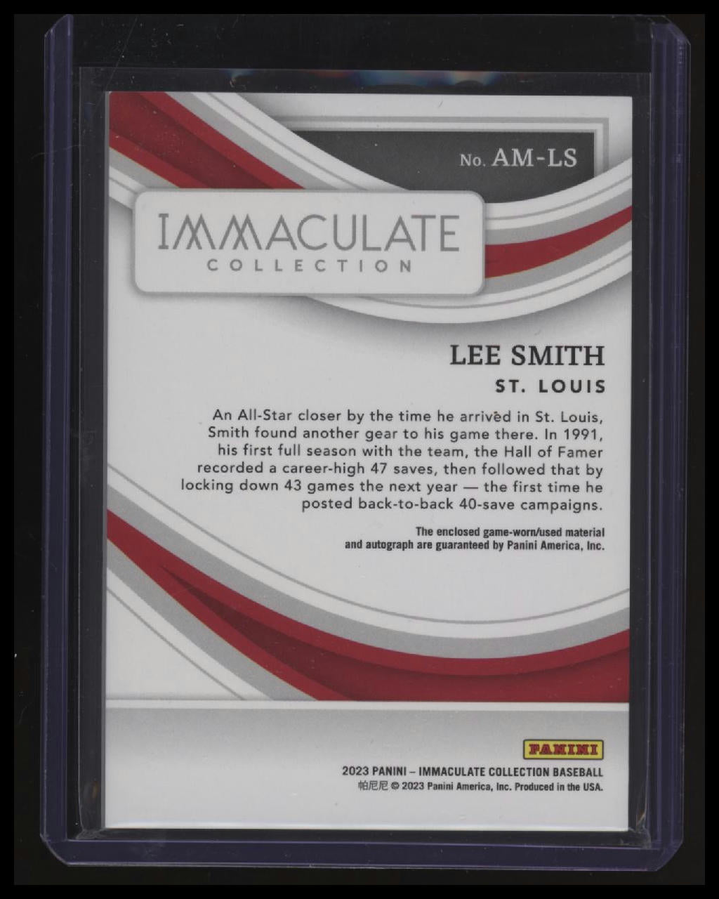 2023 Panini Impeccable Lee Smith Autographed Materials Red #/25