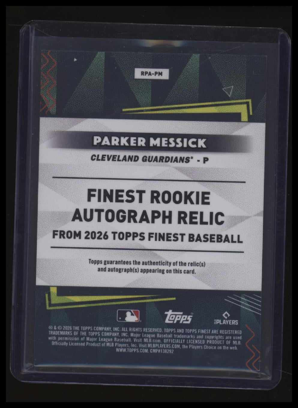 2026 Topps Finest Parker Messick Rookie Auto Relic