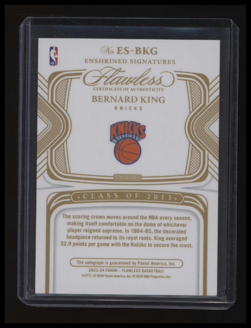 2023-24 Panini Flawless Bernard King Enshrined Signatures Emerald #/5