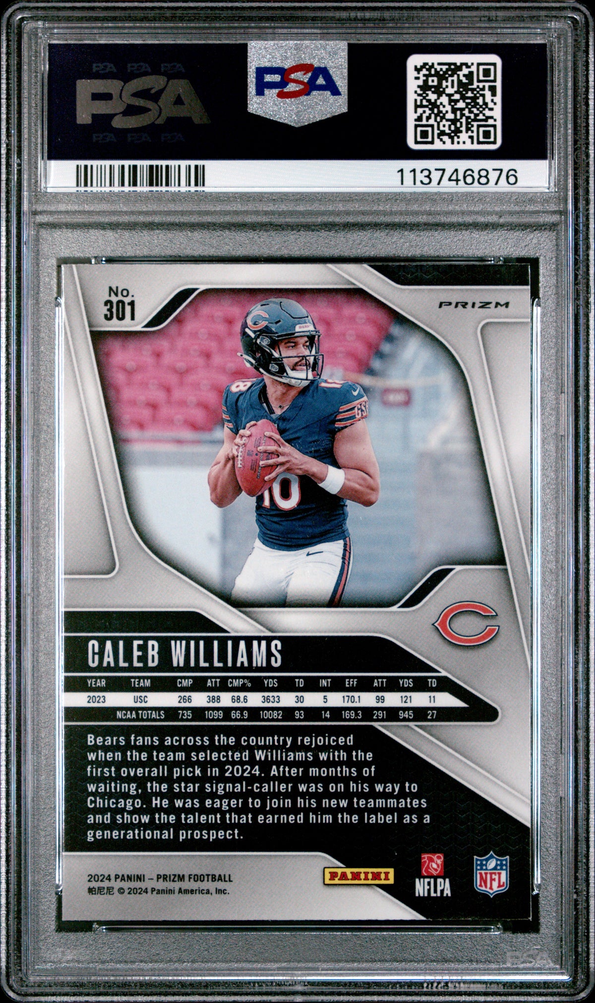 2024 Panini Prizm Caleb Williams Disco Prizm PSA 9