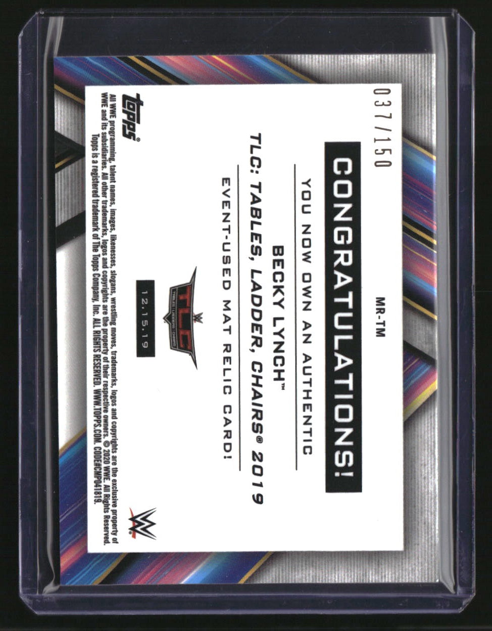 2020 Topps WWE Women's Division Becky Lynch Superstar Mat Relics Pink #/150