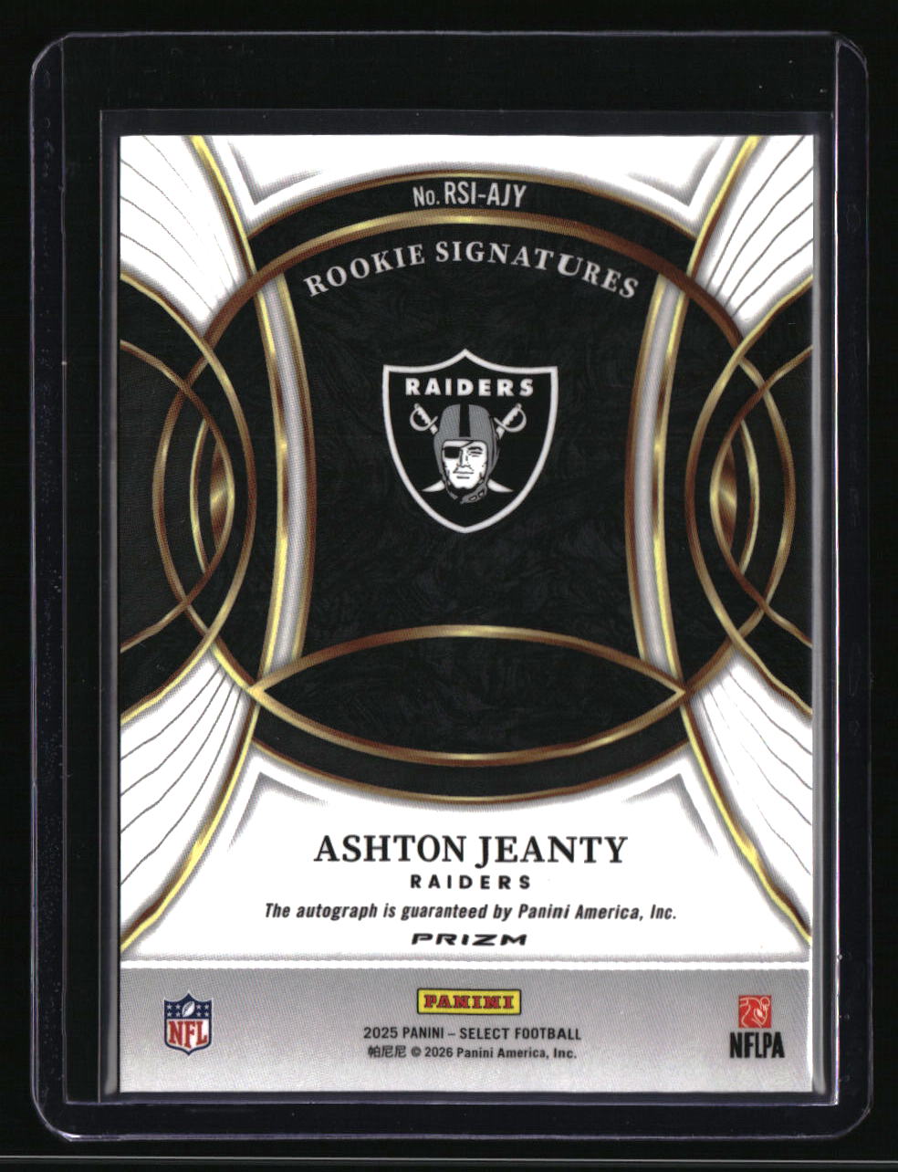 2025 Panini Select Ashton Jeanty Rookie Signatures Prizm