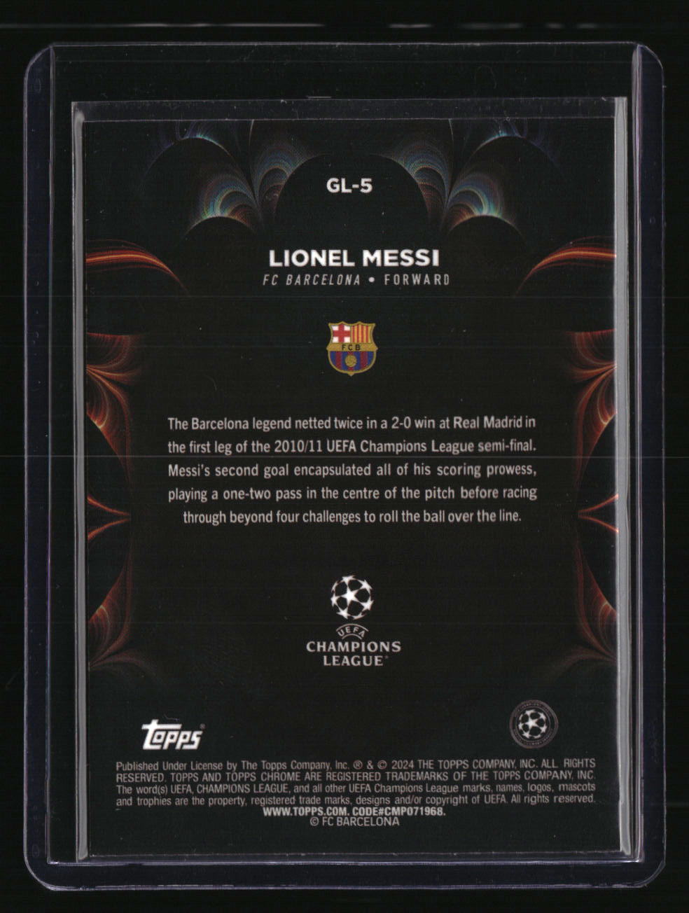 2023-24 Topps Chrome UEFA Club Competitions Lionel Messi Golazo