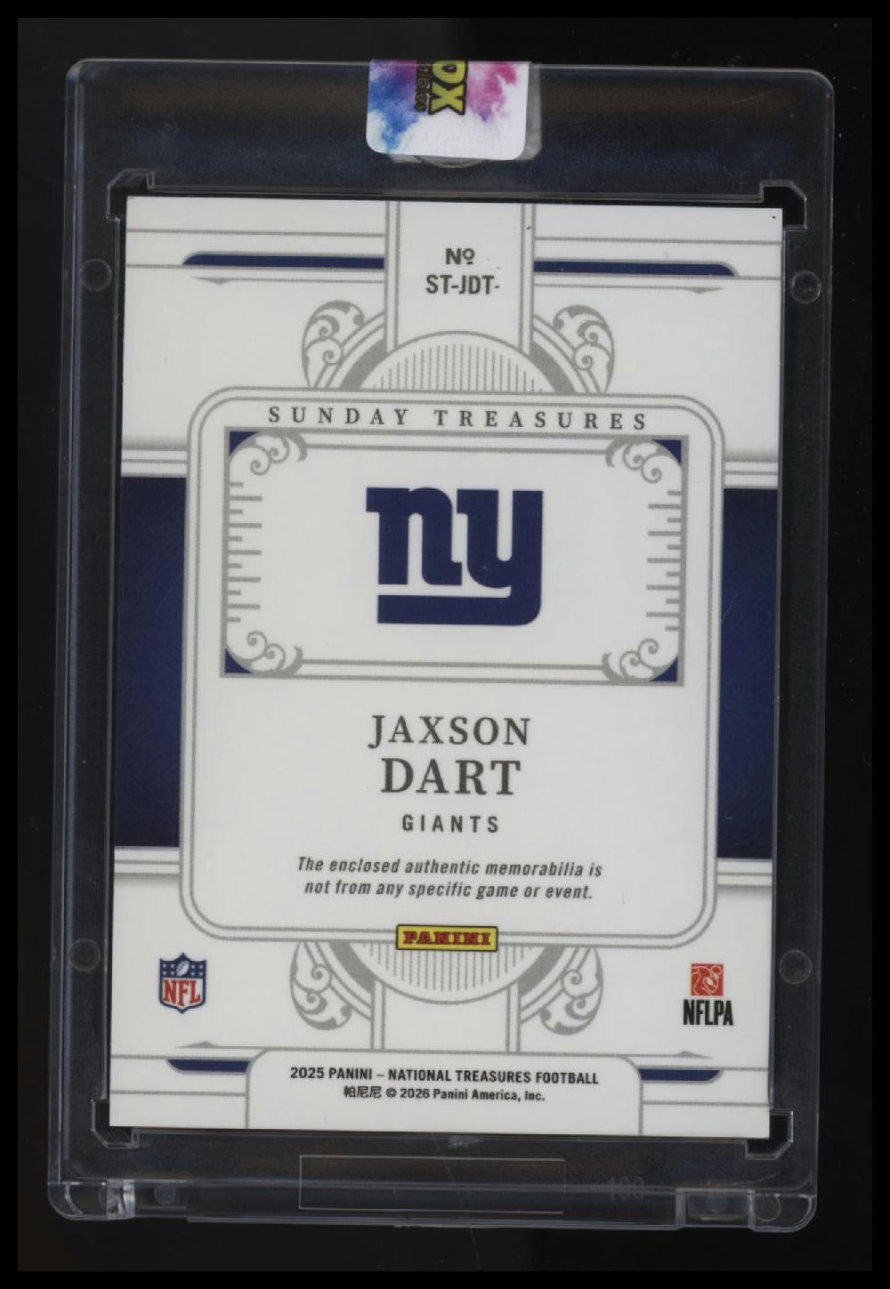 2025 Panini National Treasures Jaxson Dart Sunday Treasures #/99