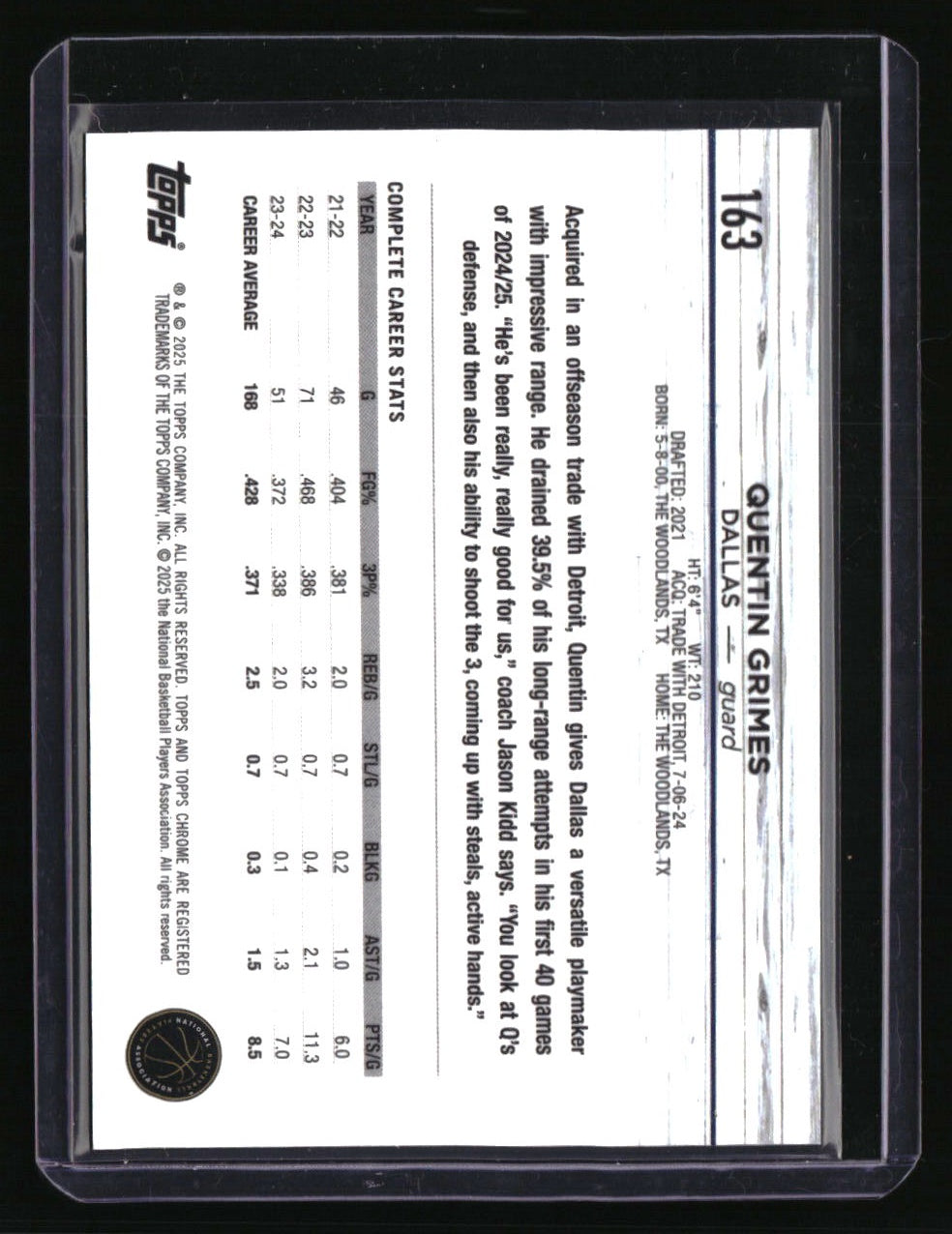 2024-25 Topps Chrome Sapphire Edition Quentin Grimes Purple Sapphire #/10