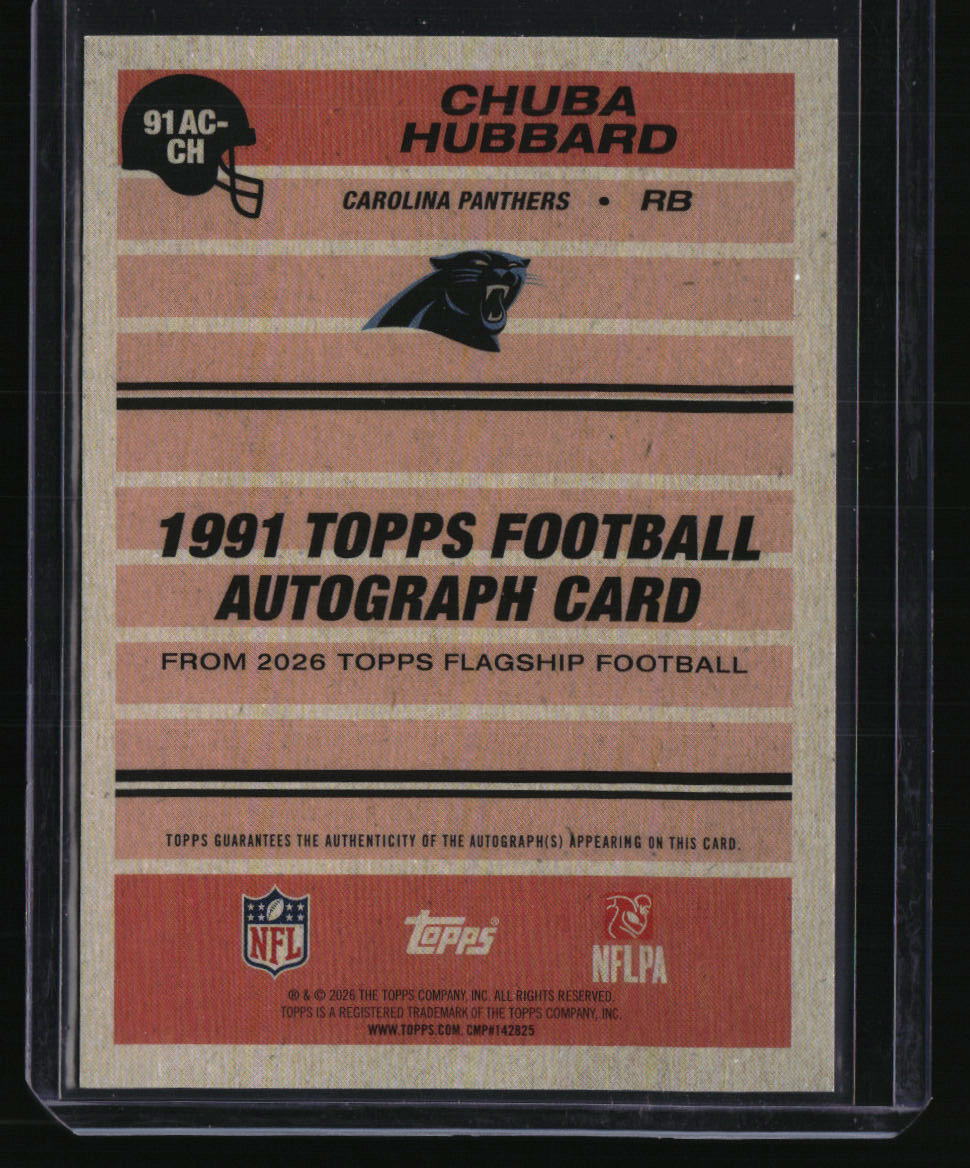 2026 Topps Flagship Chuba Hubbard 35th Anniversary Autographs Gold #/50