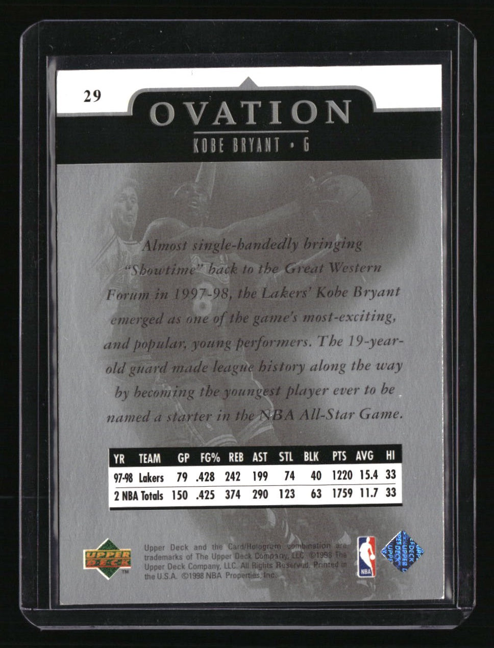 1998-99 Upper Deck Ovation Kobe Bryant